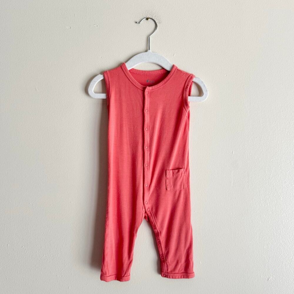 Kyte Baby Coral Snap Closure Sleeveless Romper One Piece 6-12 Months Bamboo